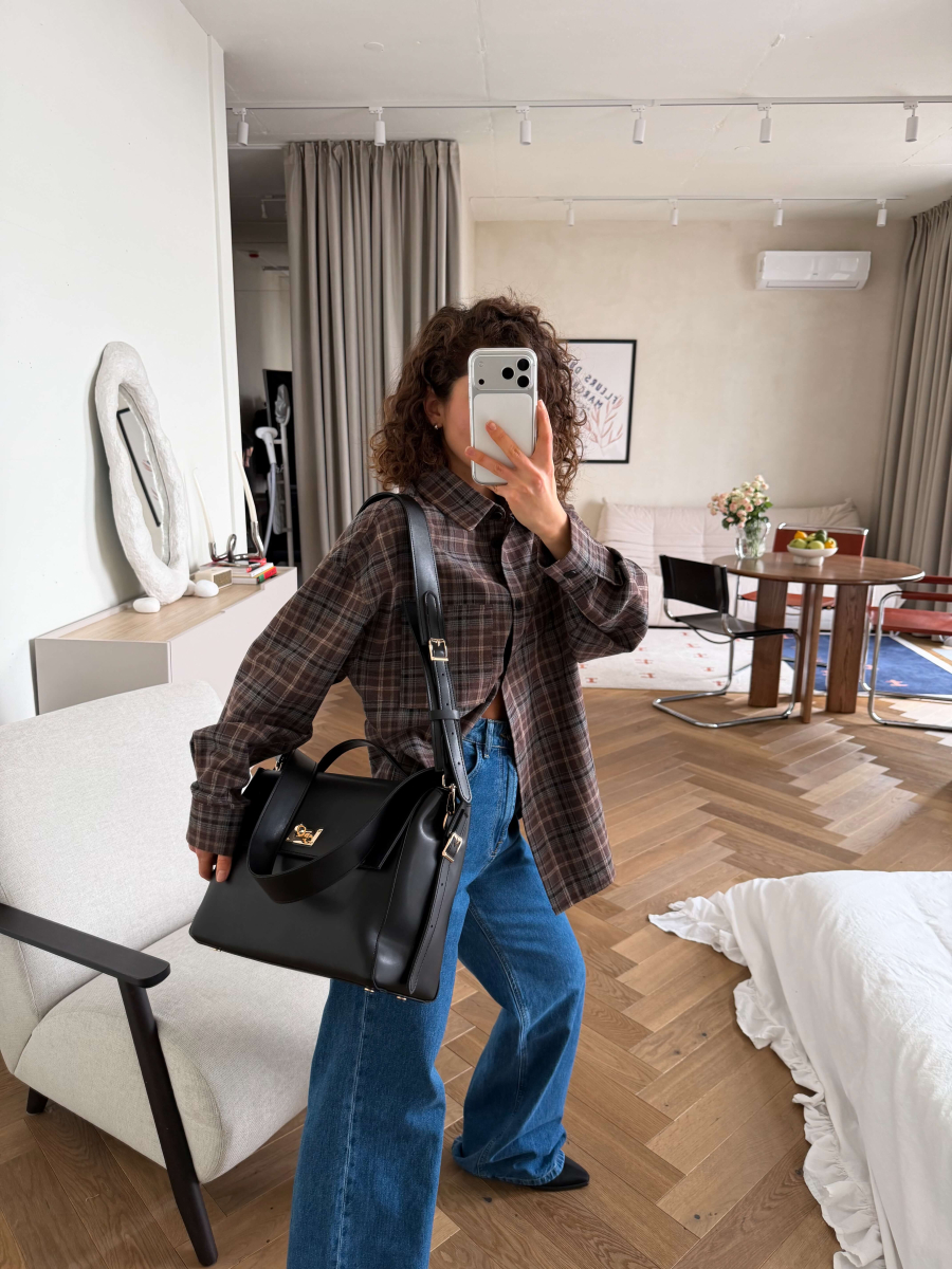 Містка сумка-шопер ТЕОНА чорна LEMAN LM4868-1